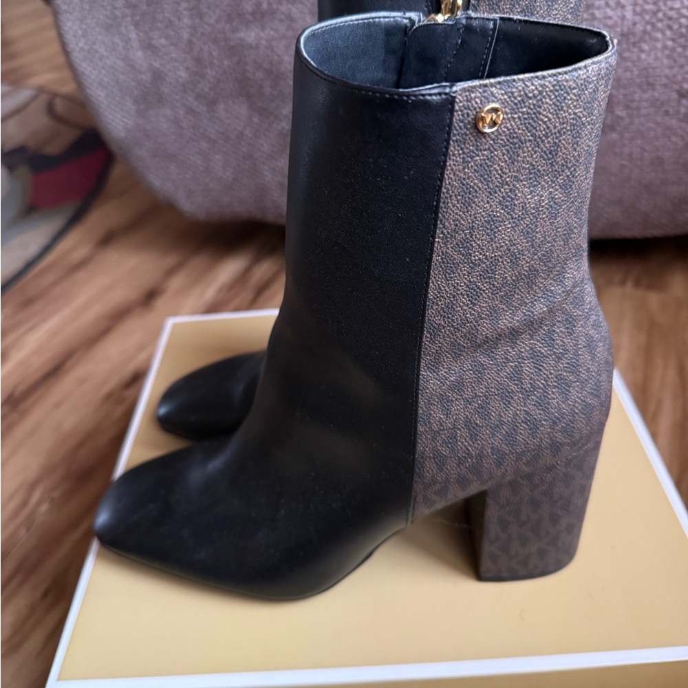 Michael Kors Black and Brown Heeled Boots
